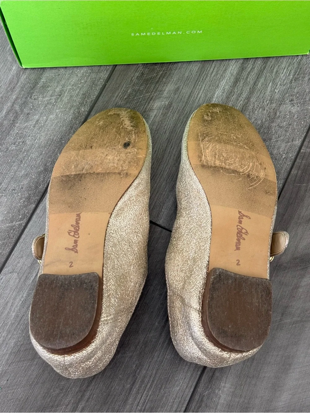 Sam Edelman Girls' Shimmery Gold Mary Jane Flat